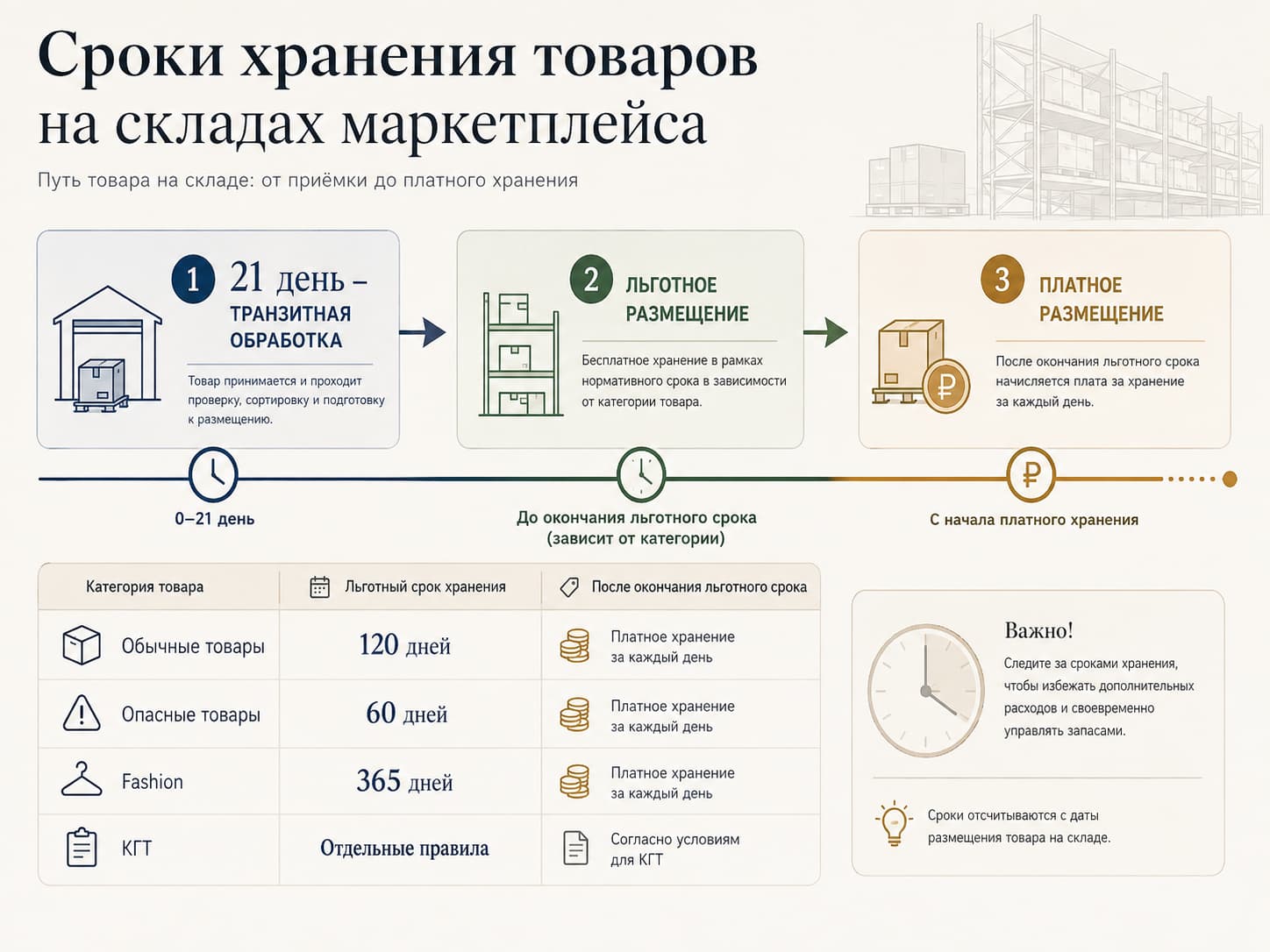 сроки бесплатного и платного размещения товара на Ozon